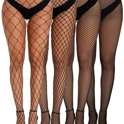 4 Pack 1 of each style Black Womens Fishnet Stockings -1T